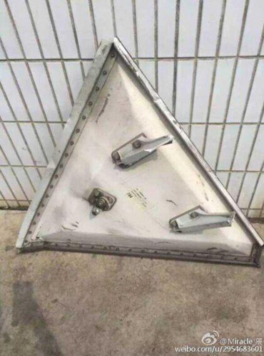 Photos posted by a netizen shows the component as triangular in shape. (Photo from Weibo)