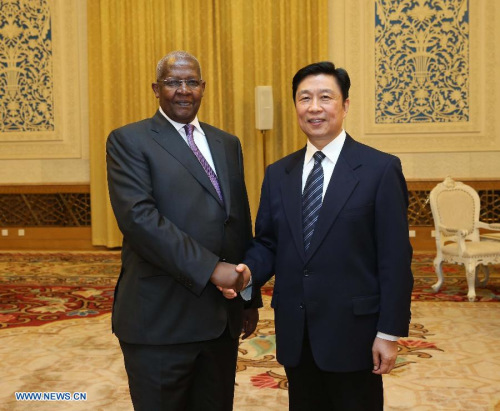 Chinese Vice President Li Yuanchao (R) meets with Sam Kutesa, President of the 69th session of the United Nations General Assembly and Foreign Minister of Uganda, in Beijing, capital of China, July 31, 2015. (Xinhua/Liu Weibing)
