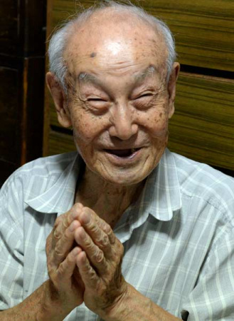 Kobayashi Kancho is a 96-year-old Japanese veteran who joined the Chinese People's War of Resistance Against Japanese Aggression. (Photo/Xinhua)