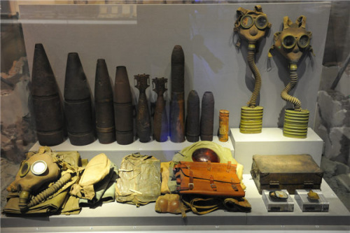 Some equipment of chemical warfare the Japanese army used in China during World War II.