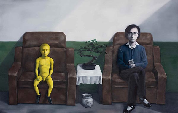 Big Woman and Little Man (2012) by Zhang Xiaogang. (Photo provided to chinadaily.com.cn)