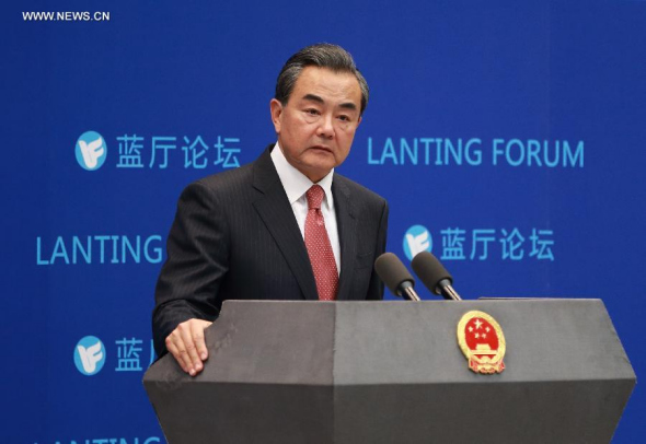 Chinese Foreign Minister Wang Yi speaks at the 14th Lanting Forum in Beijing, capital of China, Sept. 16, 2015. The forum focused on Chinese President Xi Jinping's upcoming visit to the United States and attendance at summits marking the 70th anniversary of the establishment of the United Nations. (Photo: Xinhua/Ding Haitao)