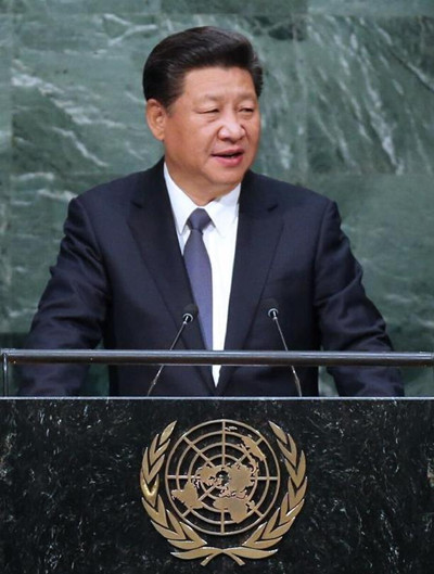 Chinese President Xi Jinping addresses the United Nations Sustainable Development Summit 2015 at the UN headquarters in New York, Sept. 26, 2015. (Photo: Xinhua/Ma Zhancheng)