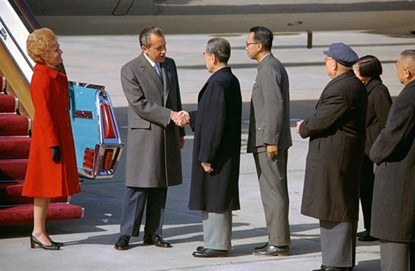 The then-American president Richard Nixon visits China on February 21, 1972.