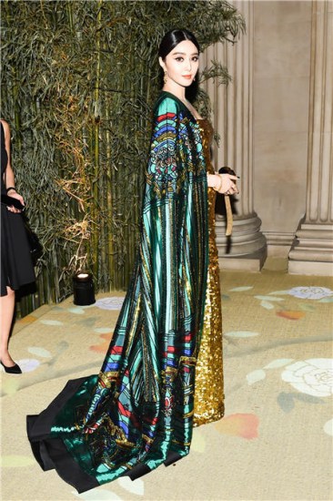 Fan Bingbing wears Bu's Forbidden City-inspired gown at the Met Gala in New York. (Photo provided to China Daily)