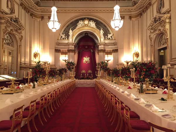 The State Banquet will be held in the Ballroom of the Buckingham Palace in London on the first night of President Xi Jinping's State Visit.(Photo by Zhang Chunyan/chinadaily.com.cn)