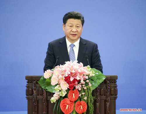Chinese President Xi Jinping addresses the 2015 Global Poverty Reduction and Development Forum in Beijing, capital of China, Oct. 16, 2015. (Photo: Xinhua/Pang Xinglei)
