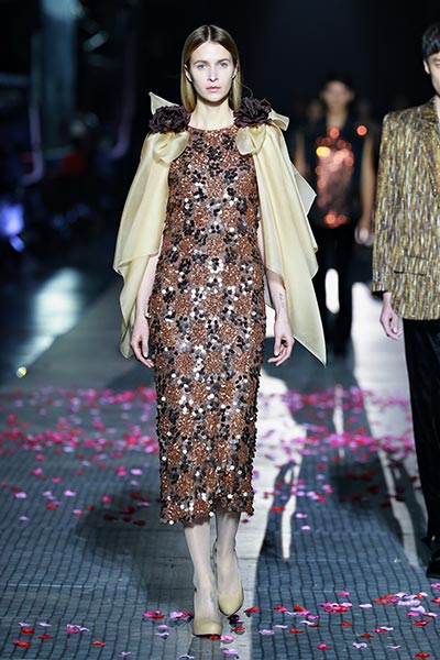 A model presents creations by Pierre Cardin. (Photo provided to China Daily)
