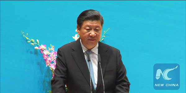President Xi Jinping delivers a speech at National University of Singapore on Nov. 7, 2015. (Photo/Xinhua)