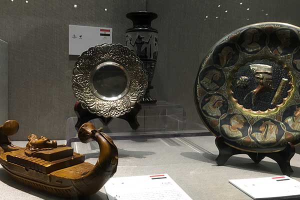 Exhibits featuring Egyptian culture are shown.(Photo:Chinaculture.org/He Keyao)