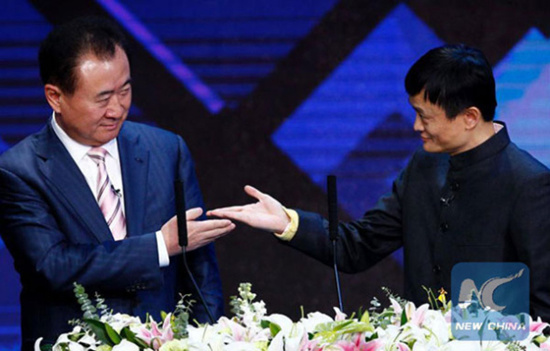 Wang Jianlin (L) and Ma Yun (R) (Xinhua file photo)