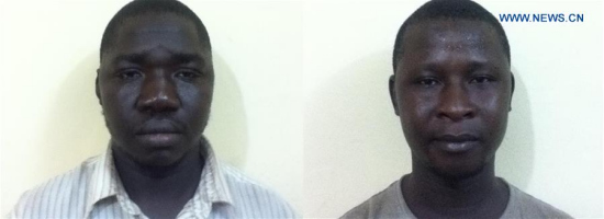 Combination photo provided by Mali's intelligence agency shows two suspects of the attack on a hotel in Bamako on Nov. 20. Two suspects, who were arrested for the deadly attack on a hotel in Mali's capital Bamako, have been identified, a statement from Mali's intelligence agency said. (Photo/Xinhua)