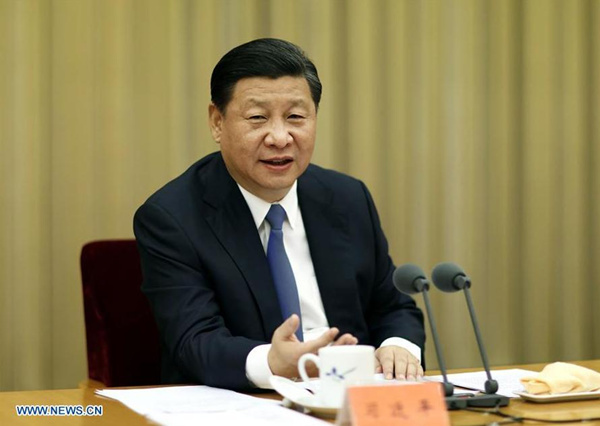 Chinese President Xi Jinping speaks in a meeting on poverty relief in Beijing, capital of China. (Photo: Xinhua/Ju Peng)