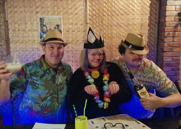 Attendees at the Maovember Magnum P.I. party at Bungalow Tiki Bar. (Photo provided to China Daily)