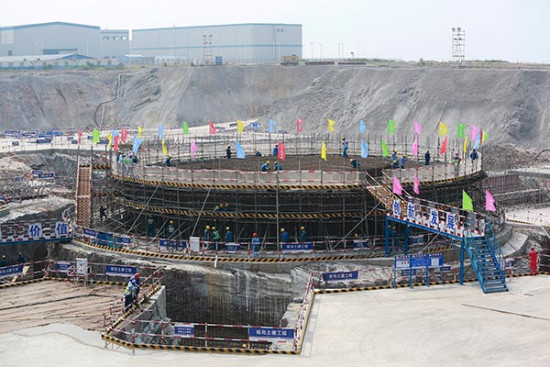 The construction site of CGN's Fangchenggang nuclear power plant unit 3 in Guangxi Zhuang autonomous region. (Photo: China Daily/Zhang Lin)