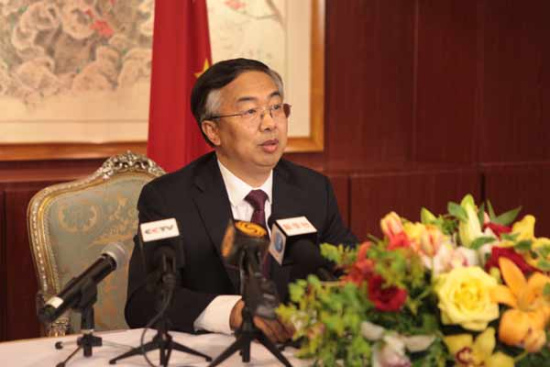 Wang Min, Chinese Deputy Permanent Representative to the United Nations, announced on Wednesday China will become the second-largest financial contributor after the United States for United Nations peacekeeping operations in the next budget year, and the third-largest contributor to the regular UN budget in the three-year assessment cycle starting next year, after the US and Japan. (Photo by Chen Weihua/chinadaily.com.cn)