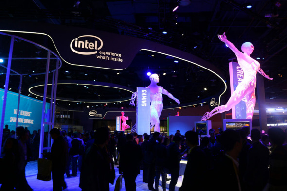 The photo taken on January 6th, 2016, shows the booth of Intel company at the 2016 Consumer Electronics Show (CES) in Las Vegas, Nevada, U.S.. (Photo: CRIENGLISH.com/Zhang Xu)