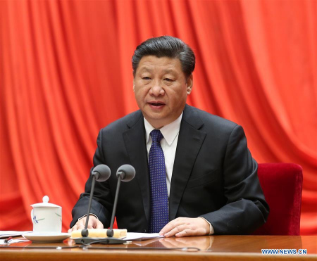 Chinese President Xi Jinping, also general secretary of the Communist Party of China (CPC) Central Committee and chairman of the Central Military Commission, addresses the 6th plenary session of the 18th CPC Central Commission for Discipline Inspection (CCDI) in Beijing, capital of China, Jan. 12, 2016. (Photo: Xinhua/Ma Zhancheng)
