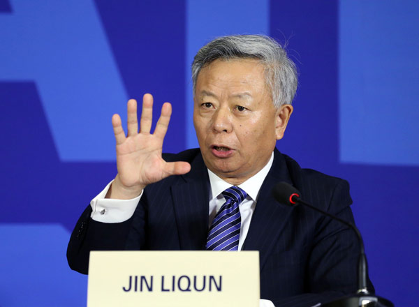 Jin Liqun, president of the Asian Infrastructure Investment Bank (AIIB), speaks at a press conference in Beijing, capital of China, Jan. 17, 2016. Photo/China Daily