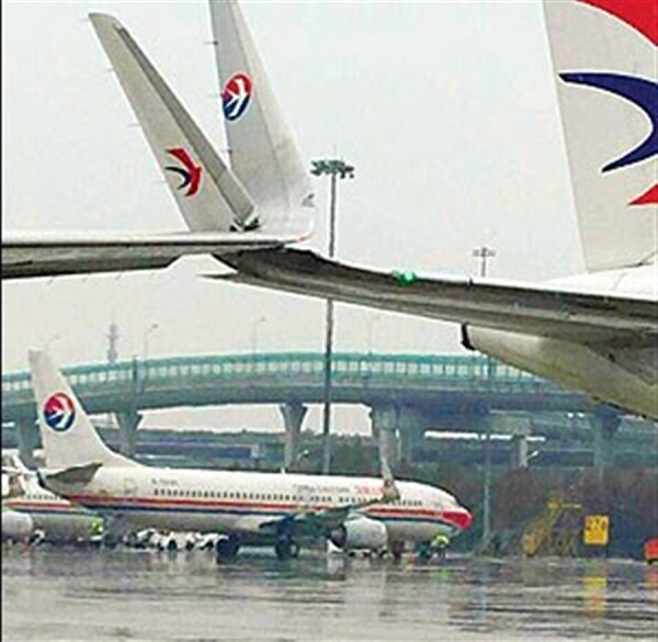 This image clearly shows the damage caused to the China Eastern planes yesterday.(Photo/Xinhua)