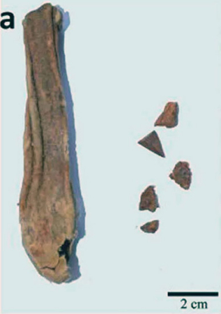 A leather bag and cosmetic sticks have been excavated from Xiaohe Cemetery. (Photo/China Daily)