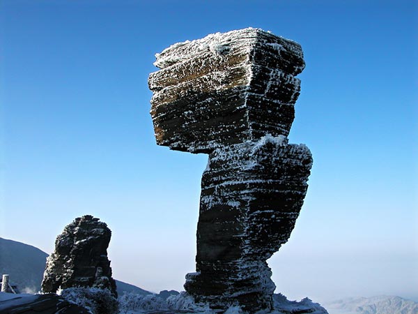 Mushroom-shaped rocks at Mount Fanjing. (File photo provided to chinadaily.com.cn)