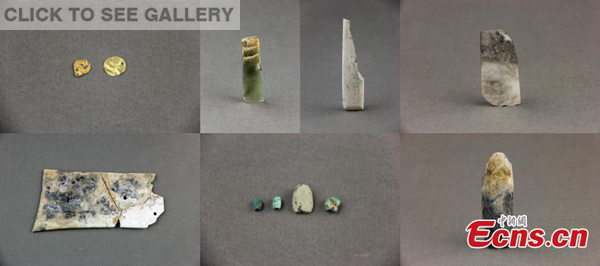 Artifacts found in the prehistoric Sanxingdui Ruins in southwest China's Sichuan Province. (Photo: China News Service/Zhong Xin)