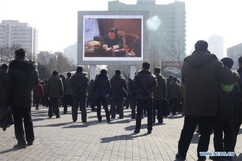 Citizens gather to watch the news report on the launch of Kwangmyongsong-4 satellite in front of a big screen at Pyongyang Railway Station in Pyongyang, capital of the Democratic People's Republic of Korea (DPRK),Feb. 7, 2016. The DPRK on Sunday successfully launched a Kwangmyongsong-4 satellite, the Korean Central Television (KCTV) reported. (Photo: Xinhua/Zhu Longchuan) 
