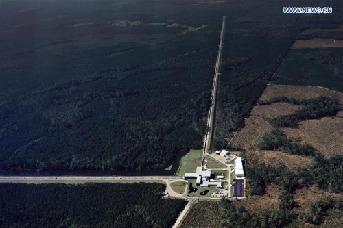 File photo shows the Laser Interferometer Gravitational-wave Observatory (LIGO) in Livingston, Louisiana, the United States. U.S. scientists said Thursday they have detected the existence of gravitational waves, which were predicted by Albert Einstein's theory of general relativity 100 years ago. (Xinhua/Caltech/MIT/LIGO Lab)