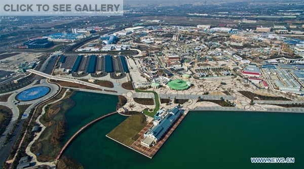 An aerial photo taken on Feb. 3, 2016 shows a panoramic view of the Shanghai Disneyland in Shanghai, east China. Shanghai Disneyland announced that it will start sell tickets on March 28 this year. The Disneyland offers both regular and peak-priced tickets with regular pricing at 370 yuan (about 56 U.S. dollars) and peak pricing at 499 yuan (about 76 U.S. dollars). (Photo/Xinhua)