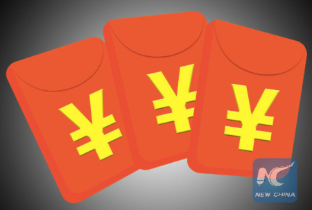Cartoon shows digital "red envelopes" used in Chinese social media. (Web pic)
