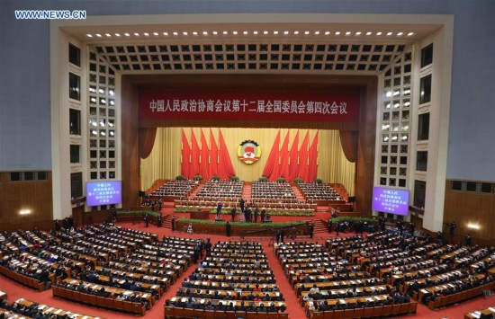 The fourth session of the 12th National Committee of the Chinese People's Political Consultative Conference (CPPCC), China's top political advisory body, opens at the Great Hall of the People in Beijing, capital of China, March 3, 2016. (Photo: Xinhua/Ding Lin)