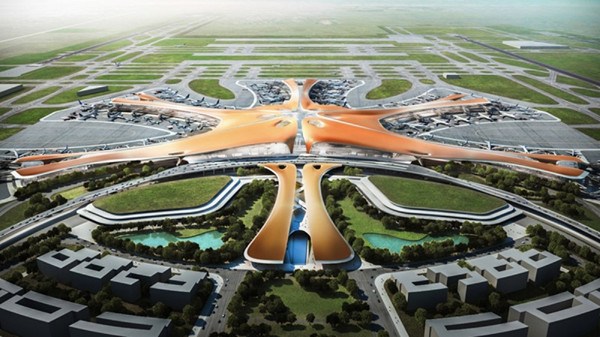 Rendering of a new airport in Beijing, which is currently under construction. (File photo)