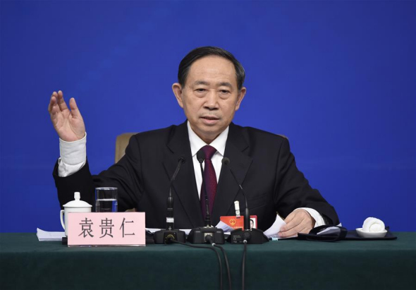 Chinese Education Minister Yuan Guiren answers questions at a press conference about the reform and development of China's eduaction on the sidelines of the fourth session of China's 12th National People's Congress in Beijing, capital of China, March 10, 2016. (Photo: Xinhua/Chen Yichen)
