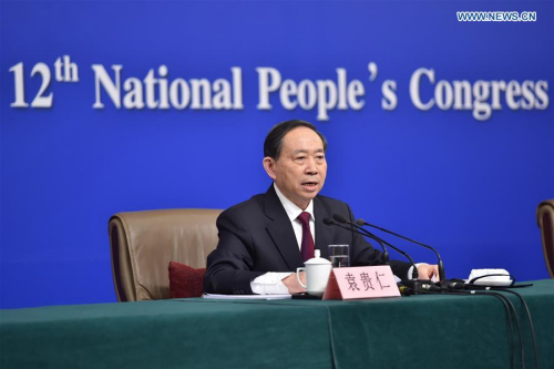  Chinese Education Minister Yuan Guiren answers questions at a press conference about the reform and development of China's eduaction on the sidelines of the fourth session of China's 12th National People's Congress in Beijing, capital of China, March 10, 2016. (Xinhua/Li Xin) 