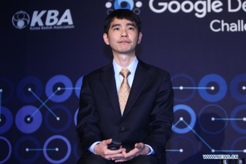  South Korean professional Go player Lee Sedol attends a press conference after finishing the final match of the Google DeepMind Challenge Match against Google's artificial intelligence program, AlphaGo, in Seoul, South Korea, March 15, 2016. Google's Go-playing computer program again defeated its human opponent in a final match on Tuesday that sealed its 4-1 victory. (Xinhua/Yao Qilin)