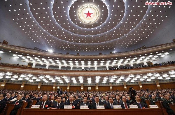 The closing meeting of the fourth session of the 12th National People's Congress is held at the Great Hall of the People in Beijing, capital of China, March 16, 2016. (Photo: Xinhua/Ju Peng)