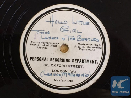 A Beatles' demo disc hidden for over 50 years is sold for over 110,000 US dollars. (Photo: Xinhua)