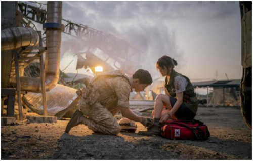 The still of Korean drama Descendants of the Sun. 