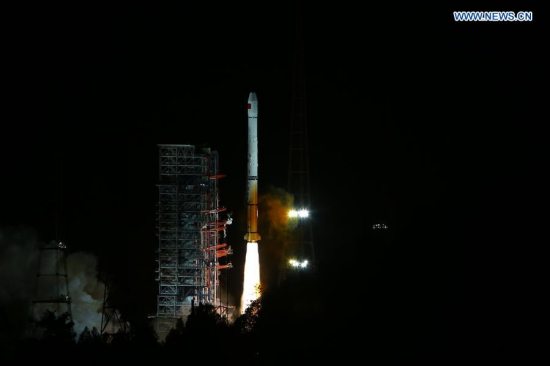 A Long March-3A carrier rocket carrying the 22nd satellite in the BeiDou Navigation Satellite System (BDS) lifts off from Xichang Satellite Launch Center, southwest China's Sichuan Province, March 30, 2016. China launched a satellite to support its global navigation and positioning network at 4:11 a.m. Wednesday. (Xinhua/Wang Yulei) 