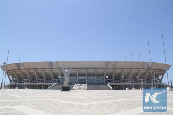 The picture taken on Jan. 17, 2011 shows an outside view of Mozambique's national stadium in Maputo, capital of Mozambique. The newly-completed stadium, which is sponsored by the Chinese government, occupies an area of nearly 270,000 square meters. With a floor space of 42,000 square meters, the stadium has as many as 42,000 seats. (Xinhua File Photo/Liu Dalong)