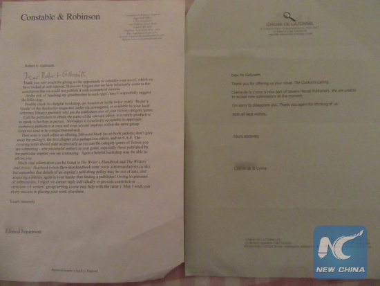 (Rejection letters posted on JK Rowling's Twitter page)