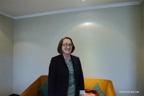 Colin Willett, deputy assistant secretary of U.S. Department of State, poses for photos after an exclusive interview with Xinhua in Banda Seri Begawan, Brunei's capital on April 11, 2016. (Xinhua/Jeffrey Wong)