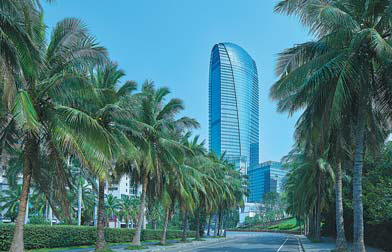 Hilton Haikou situated within Hainan's tallest building. (Provided to China Daily)