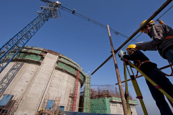 The Fuqing nuclear power plant is under construction.  (Photo/China Daily)