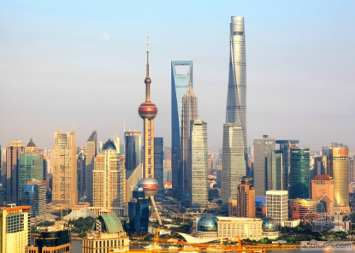 Skyscrapers in shanghai including China's tallest building, the Shanghai Tower.
