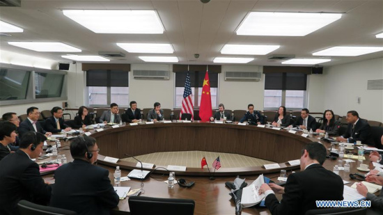 China and the United States hold their first dialogue on outer space safety in Washington D.C., the United States, May 10, 2016. During the dialogue on Tuesday the two sides exchanged views on issues such as outer space policy, bilateral cooperation on space safety and multilateral space initiatives. (Photo/Xinhua)