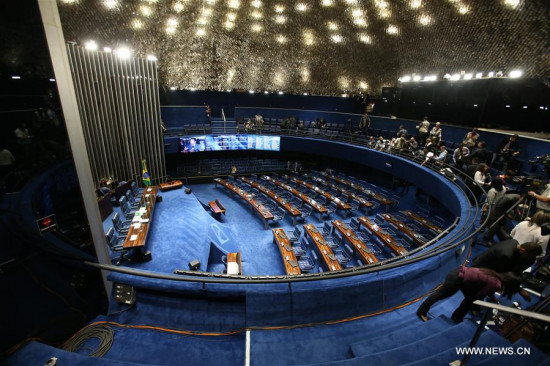The Chamber of Senators plenary session is held in Brasilia, capital of Brazil, on May 11, 2016. (Photo: Xinhua/Andre Dusek/AGENCIA ESTADO)