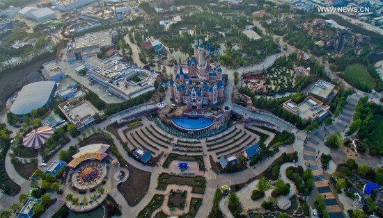 Photo taken on May 6, 2016 shows a general view of the Shanghai Disney Resort in Shanghai, east China. (Photo: Xinhua/Niu Yixin)