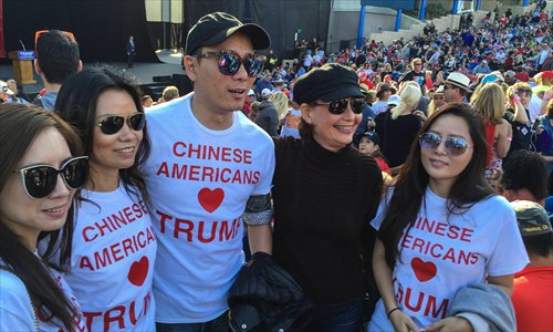 Wang Tian, center, participates in a rally with other Donald Trump supporters. (Photo/Courtesy of Wang Tian)